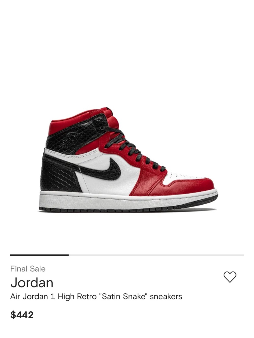 Jordan Air Jordan 1 High Retro Satin Snake - Red/Black/White